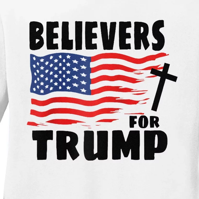 Believers For Trump Christians For Trump 2024 Raglan Ladies Long Sleeve Shirt