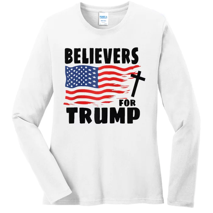 Believers For Trump Christians For Trump 2024 Raglan Ladies Long Sleeve Shirt