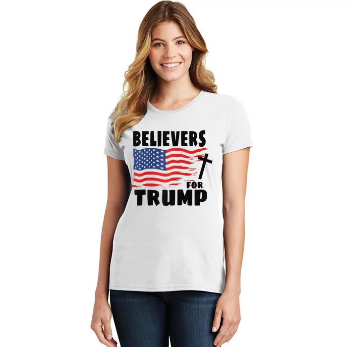 Believers For Trump Christians For Trump 2024 Raglan Women's T-Shirt