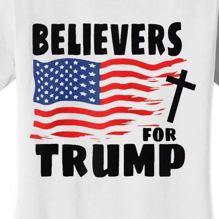 Believers For Trump Christians For Trump 2024 Raglan Women's T-Shirt