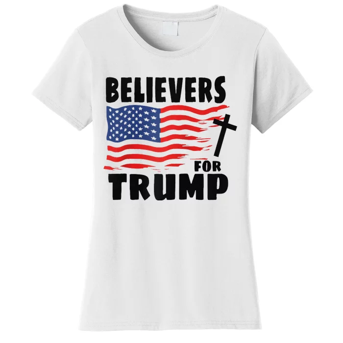 Believers For Trump Christians For Trump 2024 Raglan Women's T-Shirt