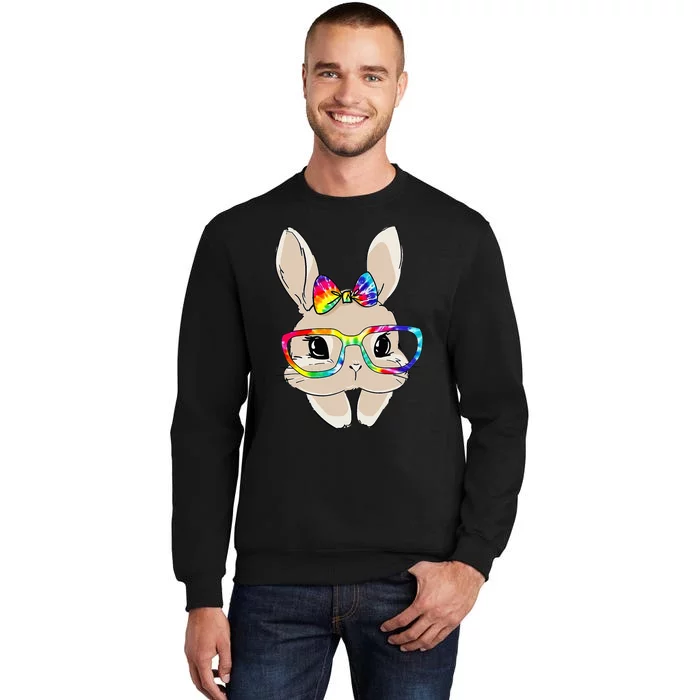 Bunny Face Tie Dye Glasses happy Easter Day Sweatshirt