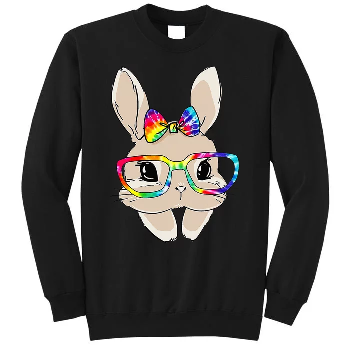 Bunny Face Tie Dye Glasses happy Easter Day Sweatshirt