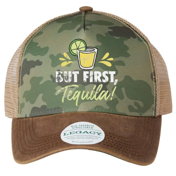 But First Tequila Cinco De Mayo Mexican Party Distressed Legacy Tie Dye Trucker Hat