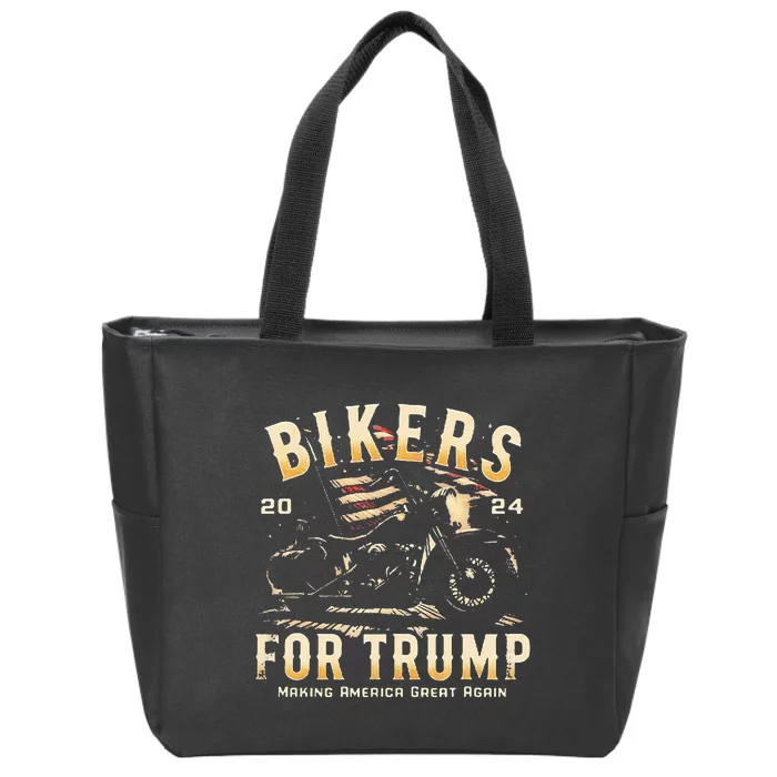 Biker For Trump 2024 Zip Tote Bag