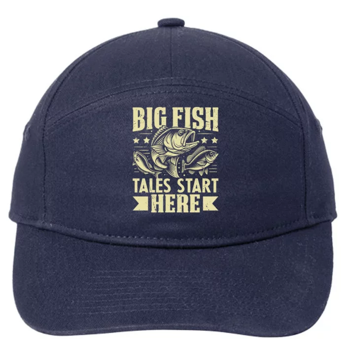 Big Fish Tales Start Here Fishing Gift 7-Panel Snapback Hat