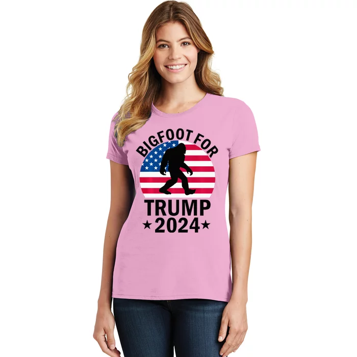 Bigfoot For Trump 2024 Usa Funny Election Women's T-Shirt