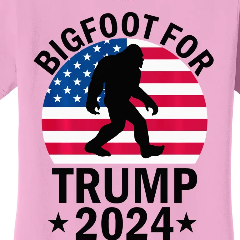 Bigfoot For Trump 2024 Usa Funny Election Women's T-Shirt