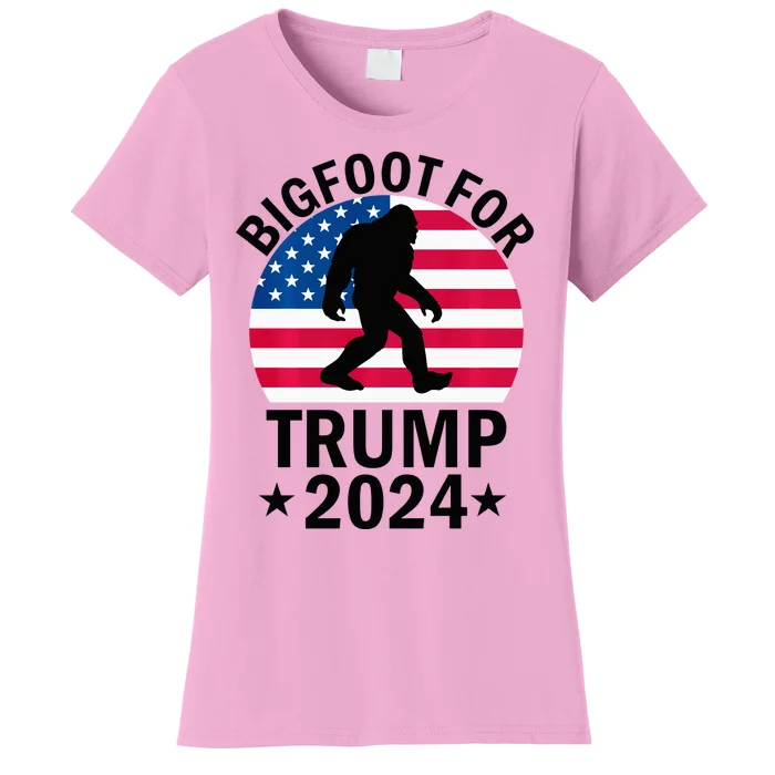 Bigfoot For Trump 2024 Usa Funny Election Women's T-Shirt