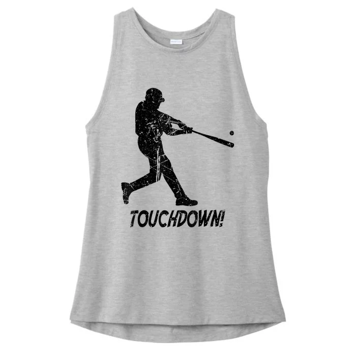 Baseball Football Touchdown Funny Sports Humor Vintage Ladies Tri-Blend Wicking Tank