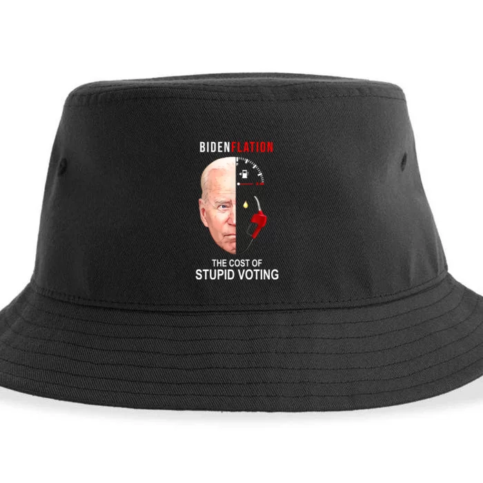 Biden Flation The Cost Of Stupid Voting Gas Funny Sustainable Bucket Hat