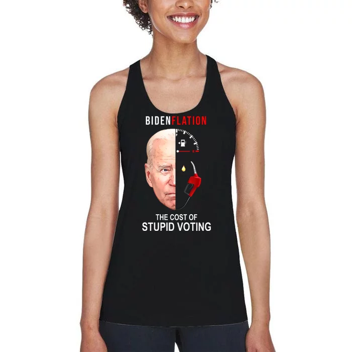 Biden Flation The Cost Of Stupid Voting Gas Funny Women's Racerback Tank