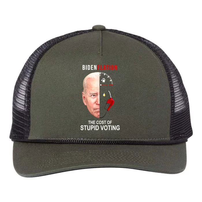 Biden Flation The Cost Of Stupid Voting Gas Funny Retro Rope Trucker Hat Cap