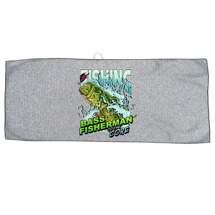 Bass Fisherman To The Core Large Microfiber Waffle Golf Towel