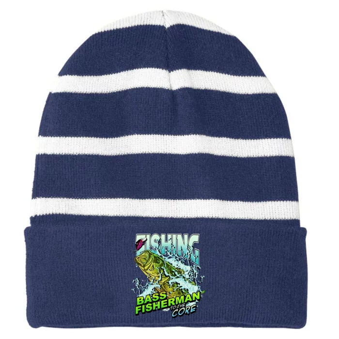 Bass Fisherman To The Core Striped Beanie with Solid Band