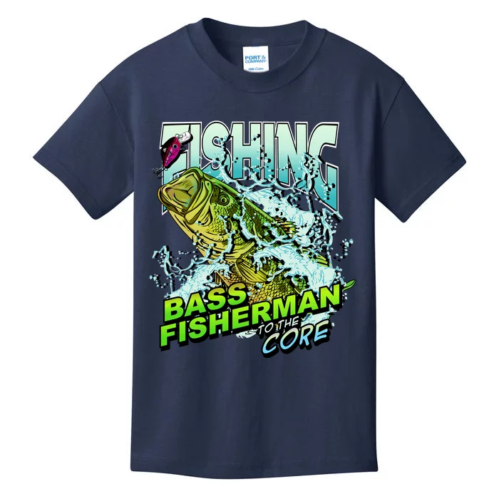 Bass Fisherman To The Core Kids T-Shirt