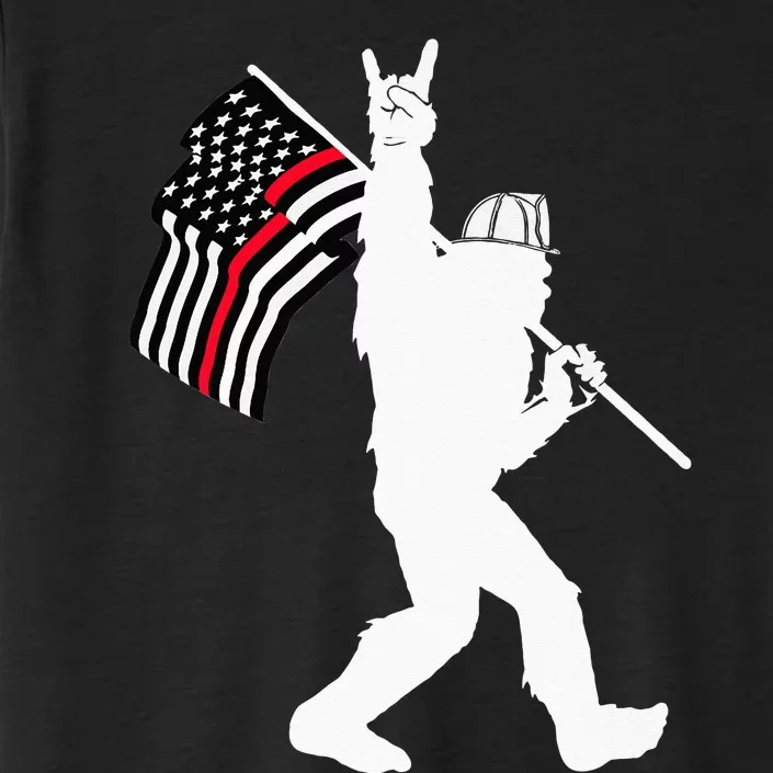 Bigfoot Firefighter Thin Red Line Flag For Dad And Mom ChromaSoft Performance T-Shirt