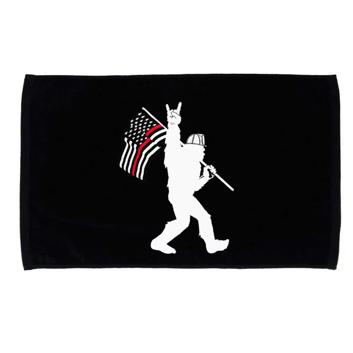 Bigfoot Firefighter Thin Red Line Flag For Dad And Mom Microfiber Hand Towel