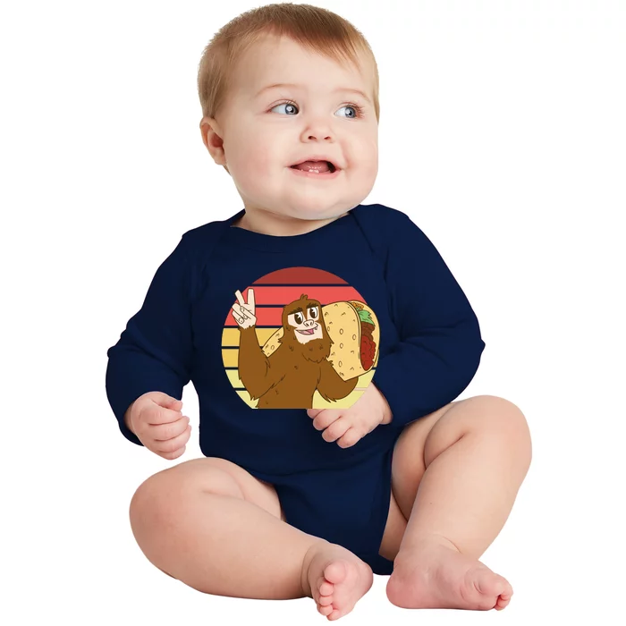 Big Foot Taco Peace Out Sunset Baby Long Sleeve Bodysuit