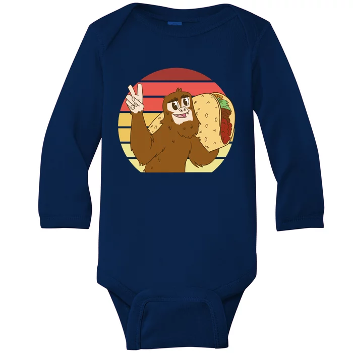 Big Foot Taco Peace Out Sunset Baby Long Sleeve Bodysuit