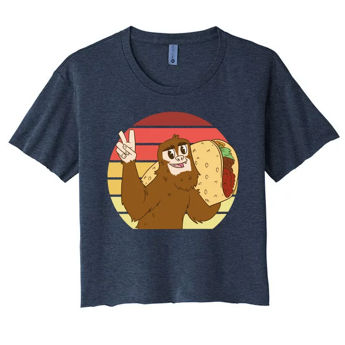 Big Foot Taco Peace Out Sunset Women's Crop Top Tee