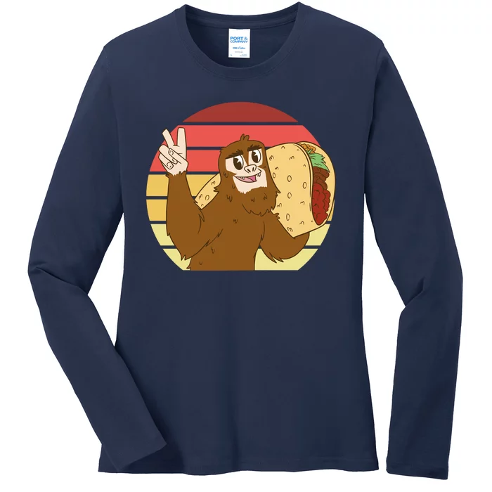 Big Foot Taco Peace Out Sunset Ladies Long Sleeve Shirt