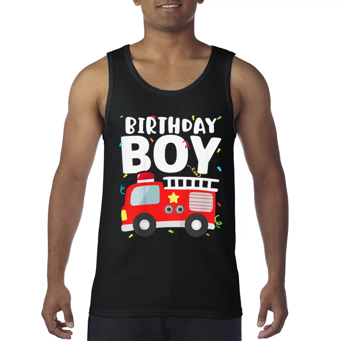 Birthday Fire Truck Party Firefighter Theme Tank Top