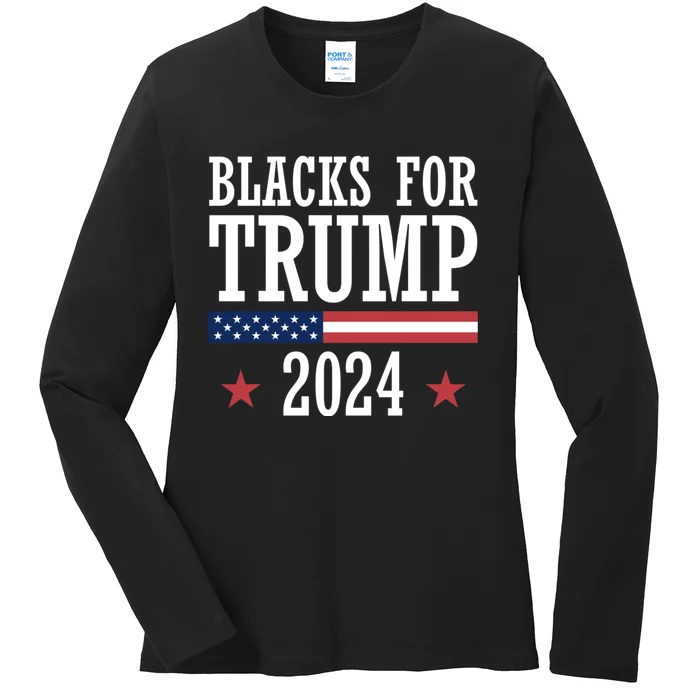 Blacks For Trump 2024 Presidential Election Republican Ladies Long Sleeve Shirt