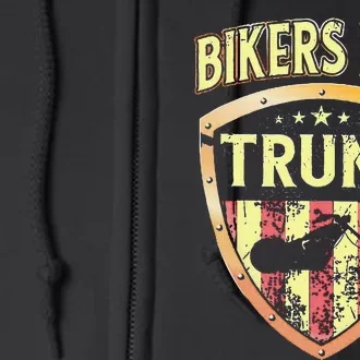 Bikers For Trump T Funny Biker Full Zip Hoodie