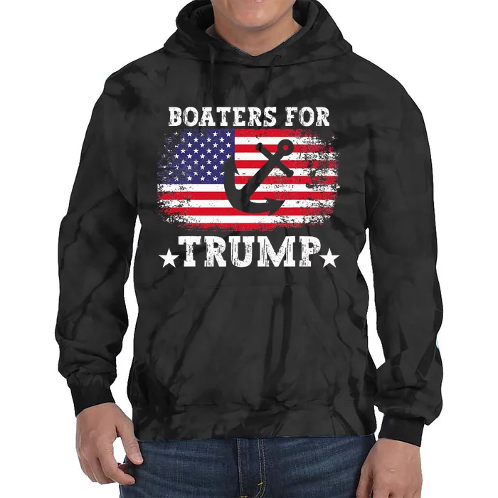 Boaters For Trump 2024 American Election Boat Owner Tie Dye Hoodie