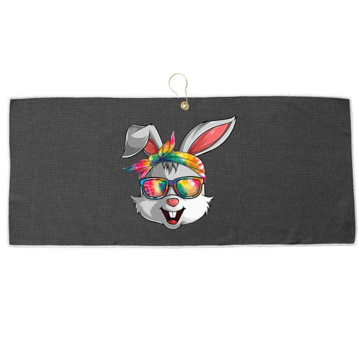 Bunny Face Tie Dye Glasses Easter Day Large Microfiber Waffle Golf Towel