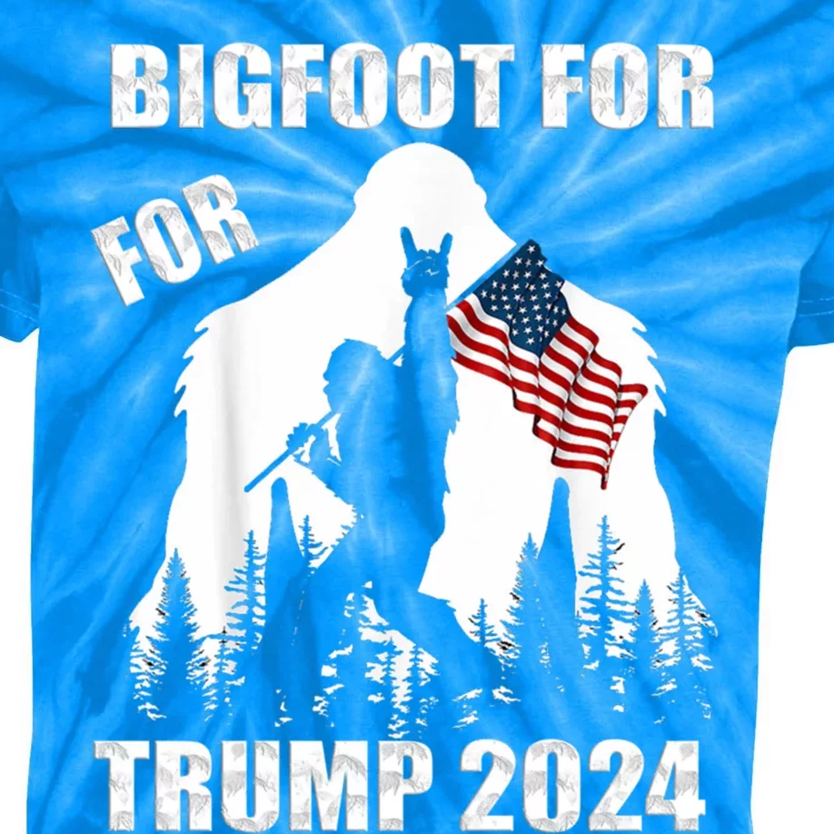 Bigfoot For Trump 2024 Election Cute Gift Kids Tie-Dye T-Shirt