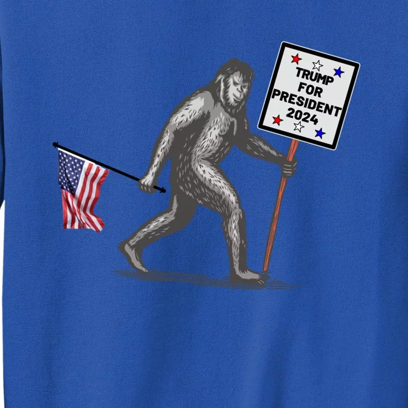 Bigfoot For Trump For President 2024 American Flag Meaningful Gift Tall Sweatshirt