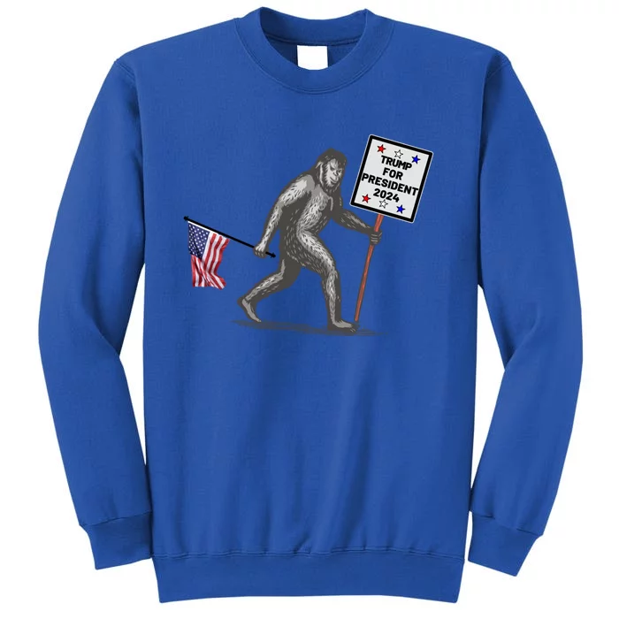 Bigfoot For Trump For President 2024 American Flag Meaningful Gift Tall Sweatshirt