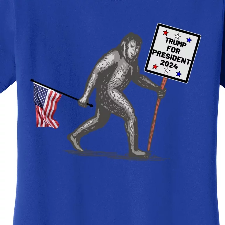 Bigfoot For Trump For President 2024 American Flag Meaningful Gift Women's T-Shirt