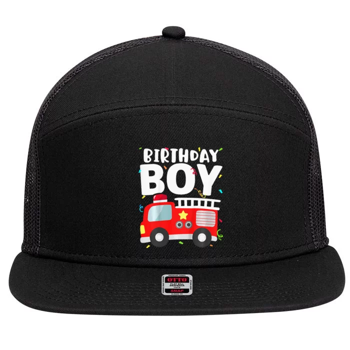 Birthday Fire Truck Party Firefighter Theme 7 Panel Mesh Trucker Snapback Hat