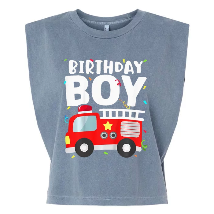 Birthday Fire Truck Party Firefighter Theme Garment-Dyed Women's Muscle Tee