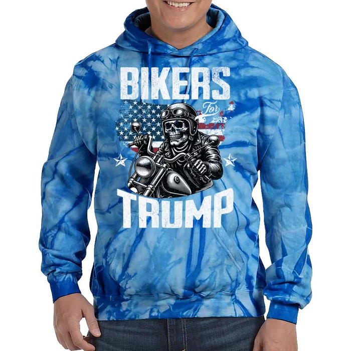 Bikers For Trump President Protrump Supporter 2024 Election Gift Tie Dye Hoodie