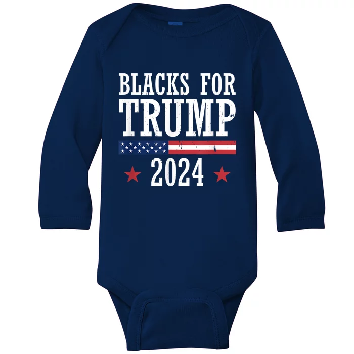 Blacks For Trump 2024 Presidential Election Republican Baby Long Sleeve Bodysuit