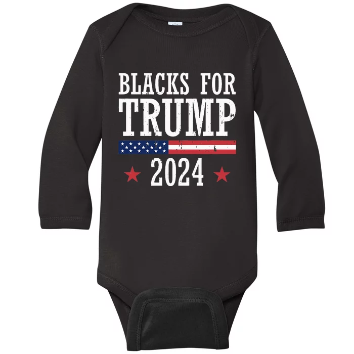 Blacks For Trump 2024 Presidential Election Republican Baby Long Sleeve Bodysuit