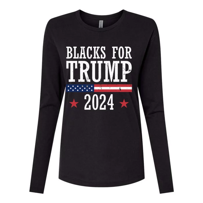 Blacks For Trump 2024 Presidential Election Republican Womens Cotton Relaxed Long Sleeve T-Shirt