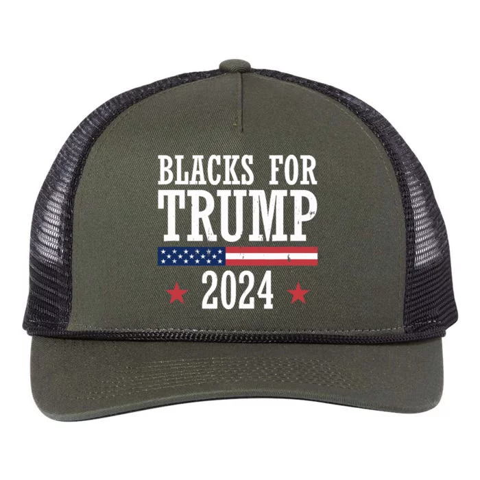 Blacks For Trump 2024 Presidential Election Republican Retro Rope Trucker Hat Cap