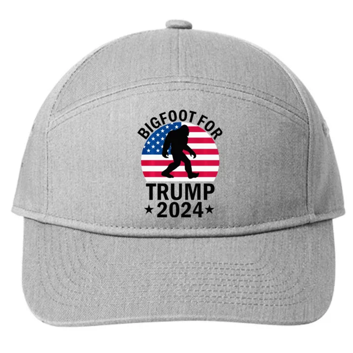 Bigfoot For Trump 2024 Usa Flag Funny 7-Panel Snapback Hat