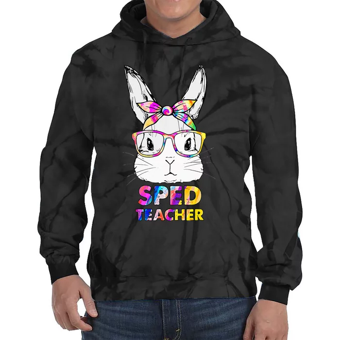 Bunny Face Tie Dye Glasses Easter Sped Teacher Tie Dye Hoodie