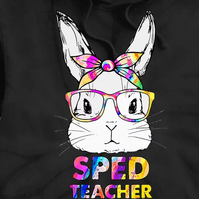 Bunny Face Tie Dye Glasses Easter Sped Teacher Tie Dye Hoodie