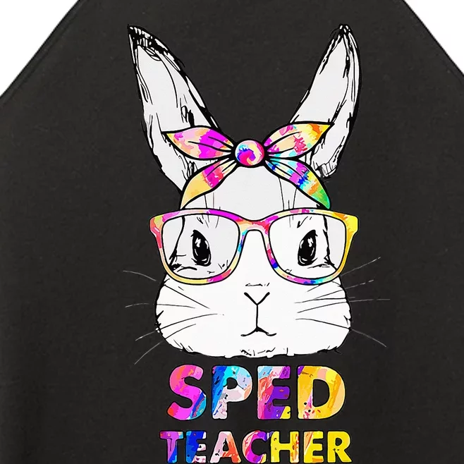 Bunny Face Tie Dye Glasses Easter Sped Teacher Women’s Perfect Tri Rocker Tank