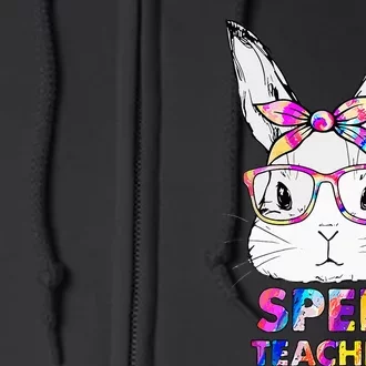 Bunny Face Tie Dye Glasses Easter Sped Teacher Full Zip Hoodie