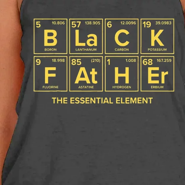 Black Father The Essential Element Dad Chemistry Science Women's Knotted Racerback Tank