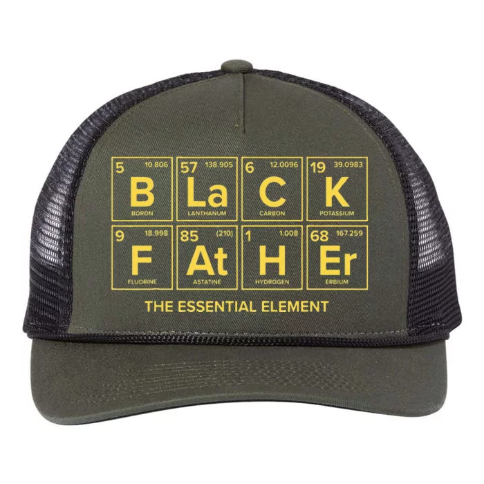 Black Father The Essential Element Dad Chemistry Science Retro Rope Trucker Hat Cap