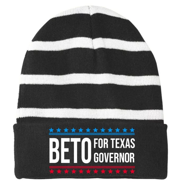 Beto For Texas Governor 2024 Politician Campaign Logo Striped Beanie with Solid Band